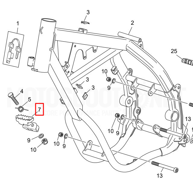 Estribo conductor derecho original Sherco SM-R / SE-R 50cc 