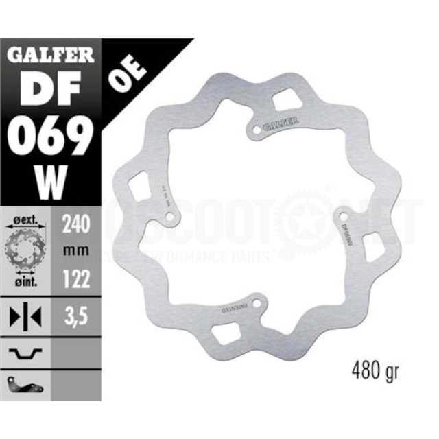 Disco de freno trasero Honda CR 02-07 / CRF 04-21 Wave Galfer 