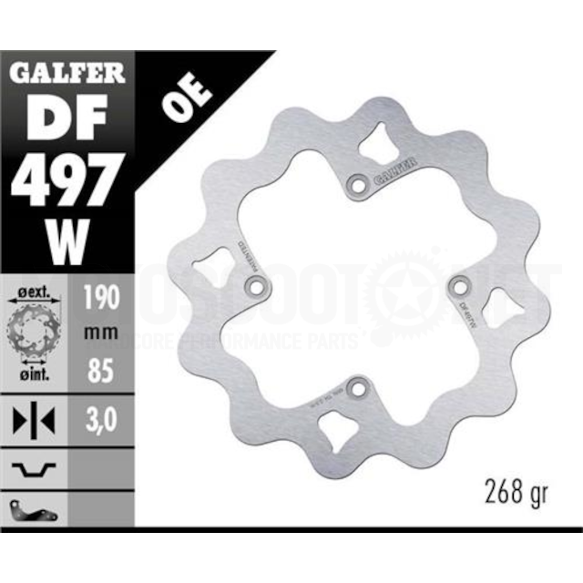 Disco de freno trasero Yamaha YZ 65 / YZ 85 Wave Galfer 