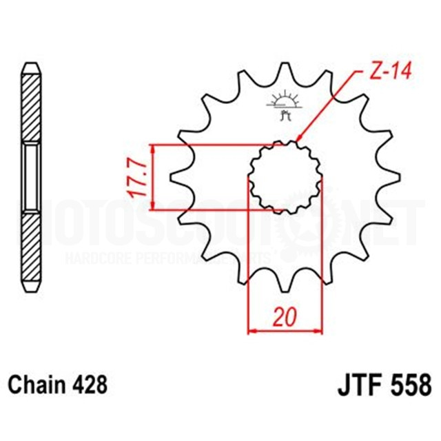 Piñon de acero Yamaha YZ 85 / Derbi GPR 125 / Yamaha DT 125 R Z-18 JT Sprockets