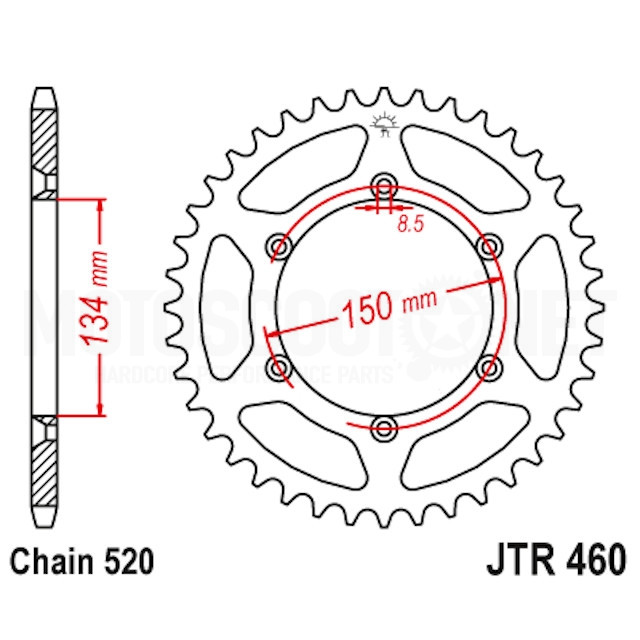 Corona Kawasaki KX / KXF Z-50 Alumínio Sprockets JTA460.50