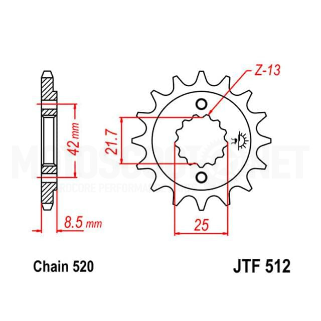 Piñon Kawasaki Suzuki Yamaha 15 520 acero JT Sprockets ref: F51215