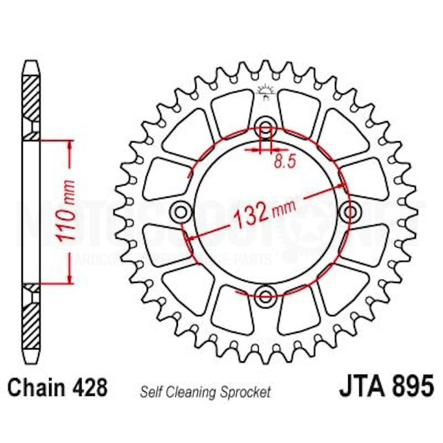 Cremalheira de Alumínio 46 Dentes Laranja JTA895 JT Sprockets