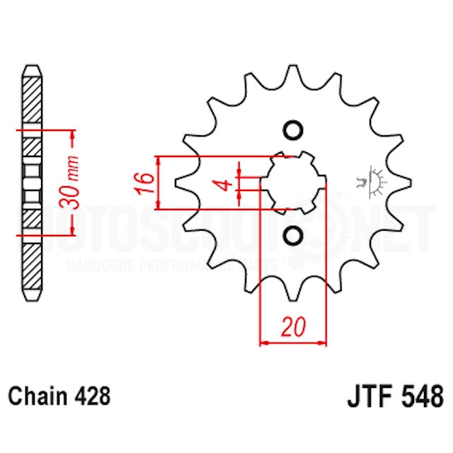 Piñón Yamaha YBR 125 07-16 13Z 548 acero JT JTF548.13