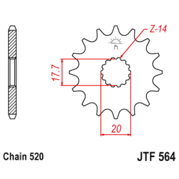 Pinhão de Ataque Aço 15 Dentes JTF564 JT Sprockets