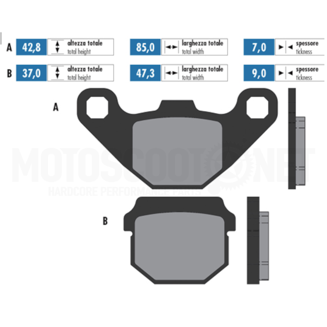 Pastillas de freno Polini For Race Peugeot Scooter - Orgánico