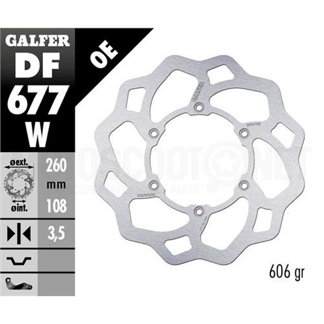 DF677W Disco de freno Off-Road delantero GasGas 01-21 / Rieju 20-21 Wave Galfer