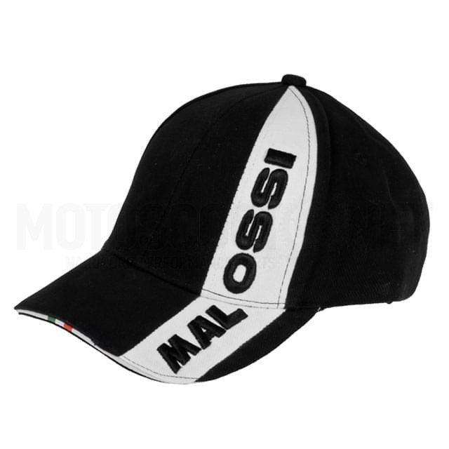 Hat Malossi Pitlane Black white zip back and logo and lion in white