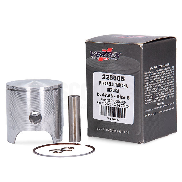 Piston Minarelli/Yamaha / Polini Evo 10mm / Manston Replica / Metrakit SP 1 piston ring 10mm pin d=47,56mm Vertex Racing