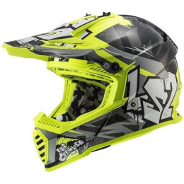 Casco Cross LS2 MX437 Fast EVO Crusher negro-amarillo flúor