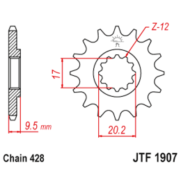 Steel Front Sprocket 14 Teeth JTF1907 JT Sprockets